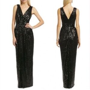 Badgley Mischka Black Sequin Maxi Dress